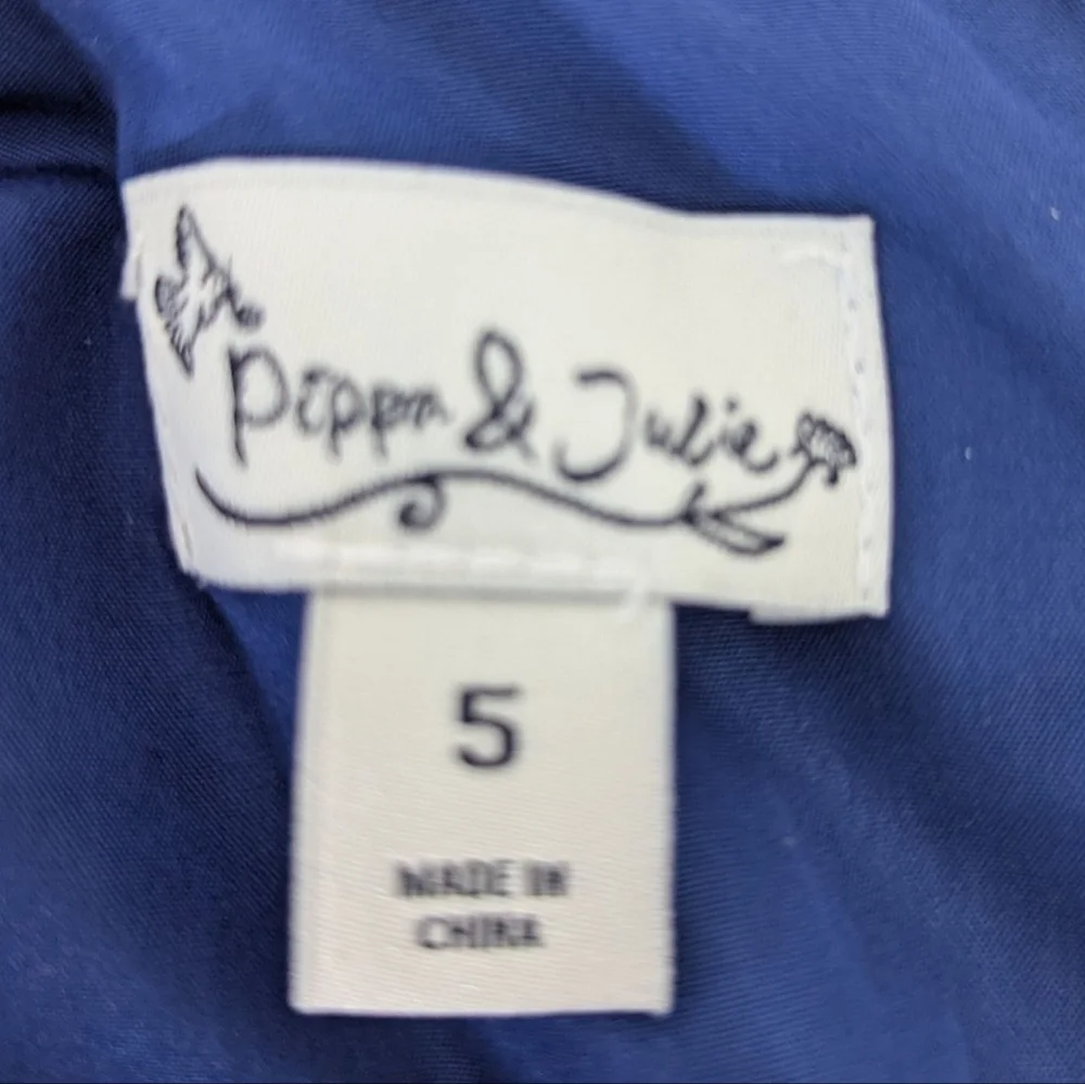 Pippa and Julie  Blue Ombré Holiday Dress 2 Layer Ruffle Crinoline..Size 5